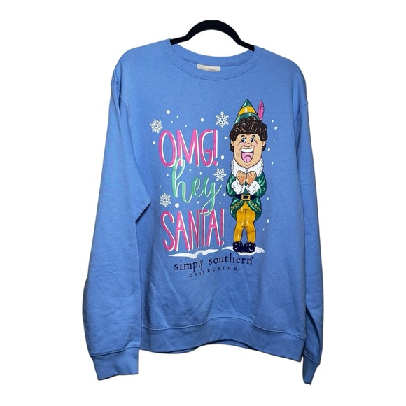 Simply Southern Tops - NWOT‎ SIMPLY SOUTHERN “Elf” Blue Sweatshirt - M